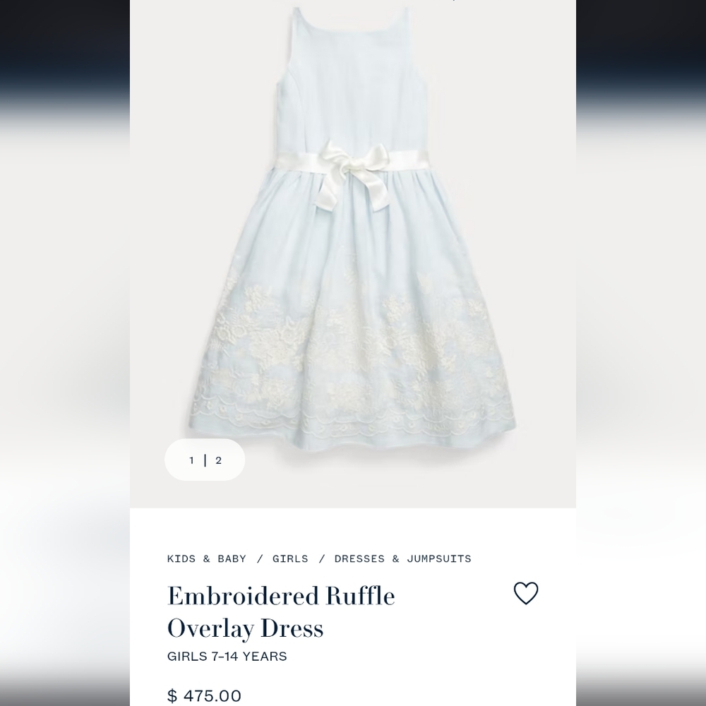 Ralph Lauren Embroidered Ruffle Overlay Dress